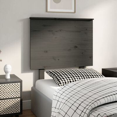 vidaXL Wezgłowie łóżka, szare, 79x6x82,5 cm, lite drewno sosnowe