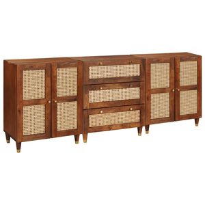 vidaXL Zestaw Kom&oacute;d 3 szt. 180 x 33 x 75 cm Drewno z mango Brązowy