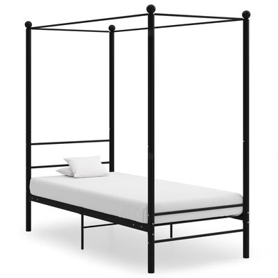 vidaXL Rama łóżka z baldachimem, czarna, metalowa, 100 x 200 cm