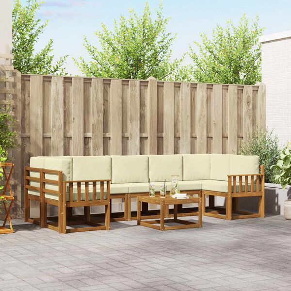 vidaXL Zestaw sof na zewnątrz z poduszką 8 pcs Naturalny i Kremowy