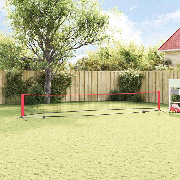 vidaXL Siatka tenisowa Czarny i czerwony 595 x 90,5 x 87 cm Poliester