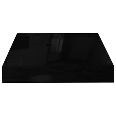 vidaXL Półki ścienne 4 szt., czarne, wysoki połysk, 23x23,5x3,8 cm MDF