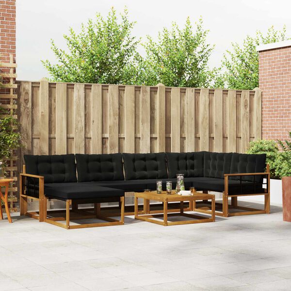 vidaXL Zestaw sof na zewnątrz z poduszką 19 pcs Naturalny i czarny