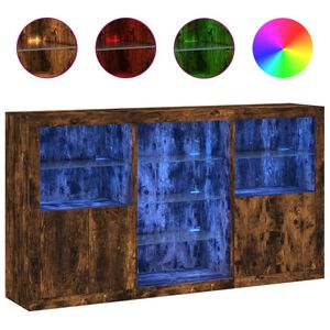 vidaXL Szafka z oświetleniem LED, przydymiony dąb, 181,5x37x100 cm