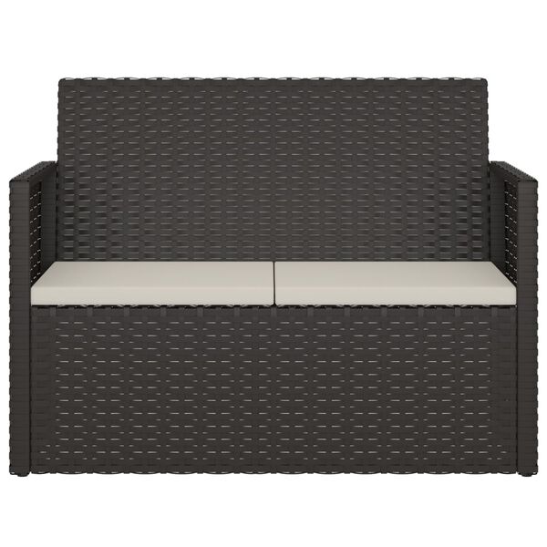 vidaXL Ławka ogrodowa z poduszkami, czarna, 105 cm, polirattan