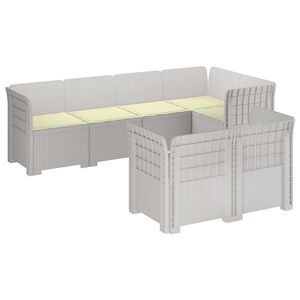 vidaXL Sofa ogrodowa 7-osobowa z poduszkami w wyglądzie rattanowym PP