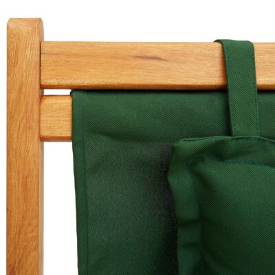 vidaXL Składany leżak, lite drewno eukaliptusa i zielona tkanina