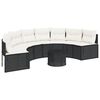 vidaXL Sofa ogrodowa, stolik i poduszki, p&oacute;łokrągła, czarny rattan PE