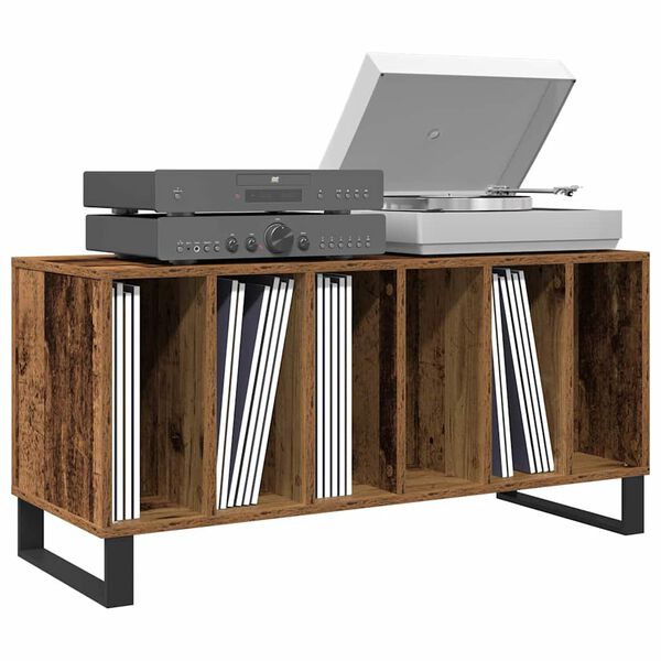 vidaXL Szafka na płyty winylowe z p&oacute;łką Stare drewno 100 x 38 x 48 cm