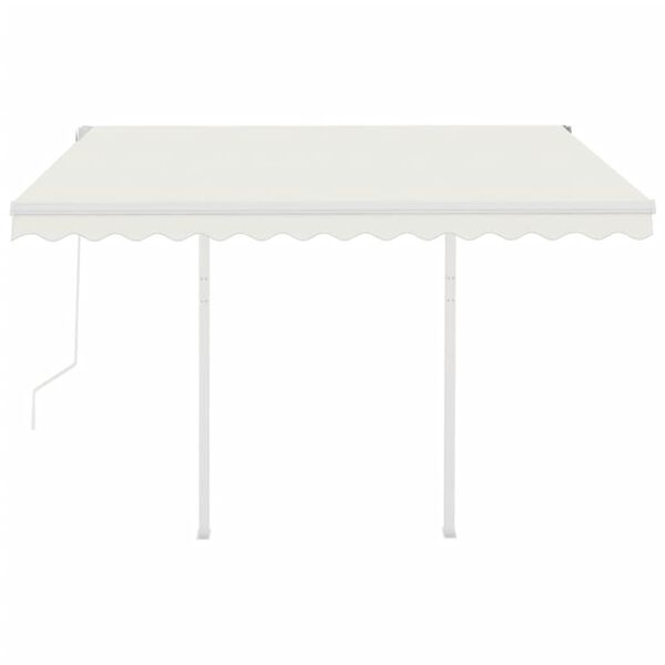 vidaXL Automatycznie zwijana markiza ze słupkami, 3,5x2,5 m, kremowa