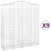 vidaXL Kosze gabionowe, 9 szt, 200x50x220/240 cm, galwanizowane żelazo