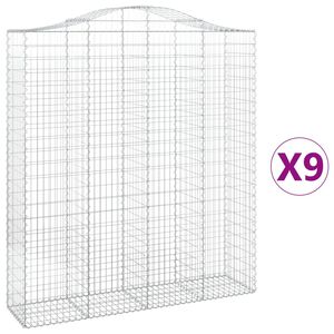vidaXL Kosze gabionowe, 9 szt, 200x50x220/240 cm, galwanizowane żelazo