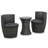 vidaXL 3-cz. zestaw mebli bistro z poduszkami, rattan PE, szary