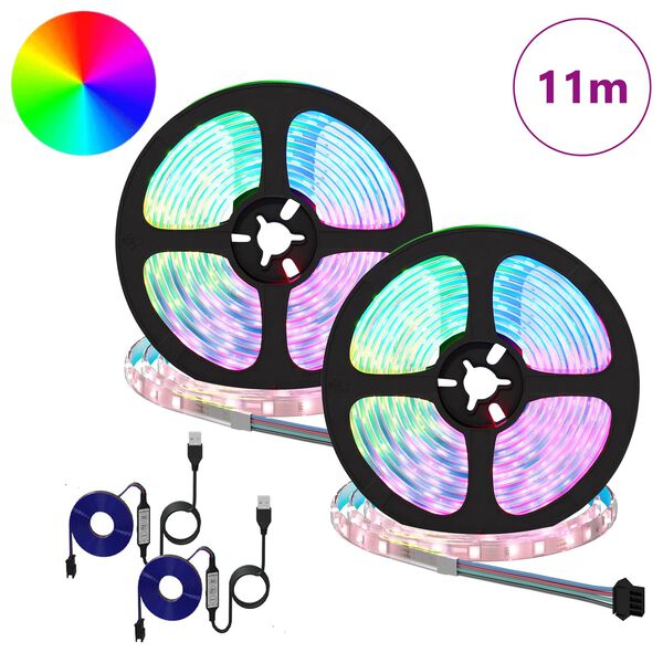 vidaXL Taśma LED 2 pcs Czarny i przezroczysty 5500 mm Miedź i plastik