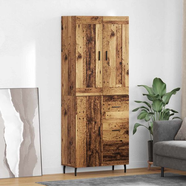 vidaXL Highboard z szufladą 2 pcs Stare drewno Materiał drewnopochodny