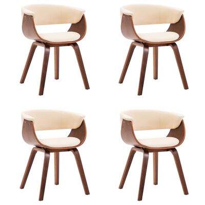 vidaXL Krzesła stołowe, 4 szt., kremowe, gięte drewno i sztuczna skóra