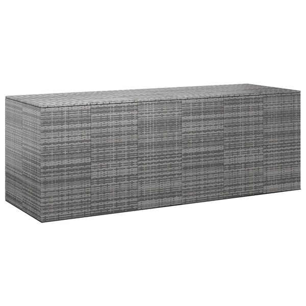 vidaXL Skrzynia na poduszki ogrodowe rattan PE, 291x100,5x104cm, szara
