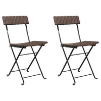 vidaXL Składane krzesła bistro, 2 szt., brązowe, polirattan i stal