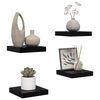 vidaXL P&oacute;łki ścienne 4 szt., czarne, wysoki połysk, 23x23,5x3,8 cm MDF