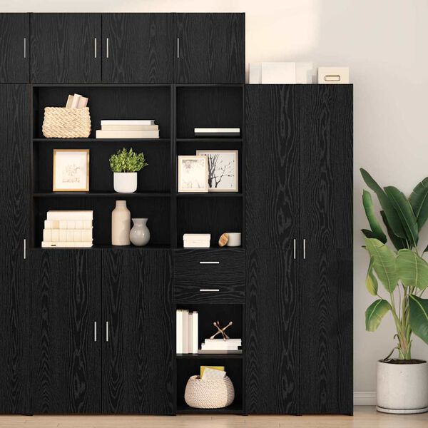 vidaXL Highboard Czarny Dąb 40 x 42,5 x 185 cm Materiał drewnopochodny