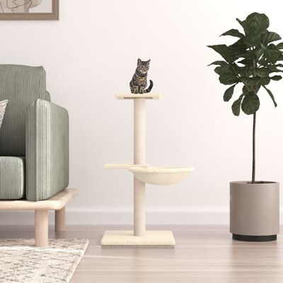 vidaXL Drapak dla kota z sizalowymi słupkami, kremowy, 72 cm