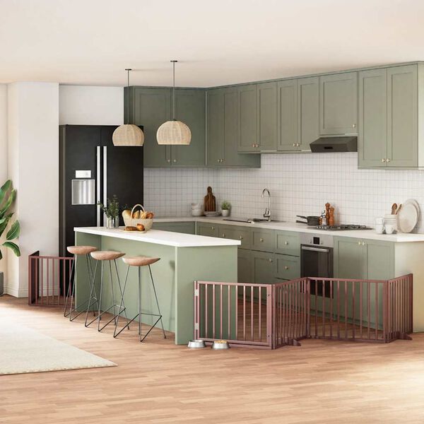 vidaXL Składana bramka dla psa, z drzwiami, 12 paneli, brązowa, 960 cm