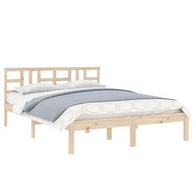 vidaXL Rama łóżka, lite drewno, 135x190 cm, podwójna