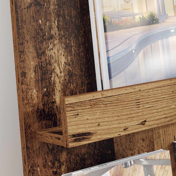 vidaXL Regał na gazety z p&oacute;łką Stare drewno 51 x 11 x 102 cm