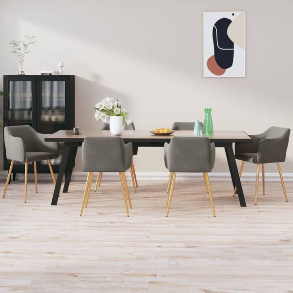 vidaXL Krzesła stołowe, 6 szt., ciemnoszare, obite aksamitem