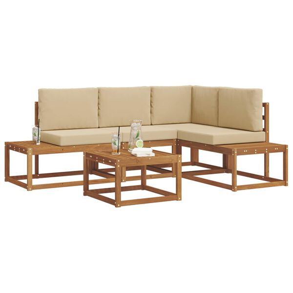 vidaXL Zestaw sof na zewnątrz z poduszką 5 Sztuka Naturalny i Beżowy