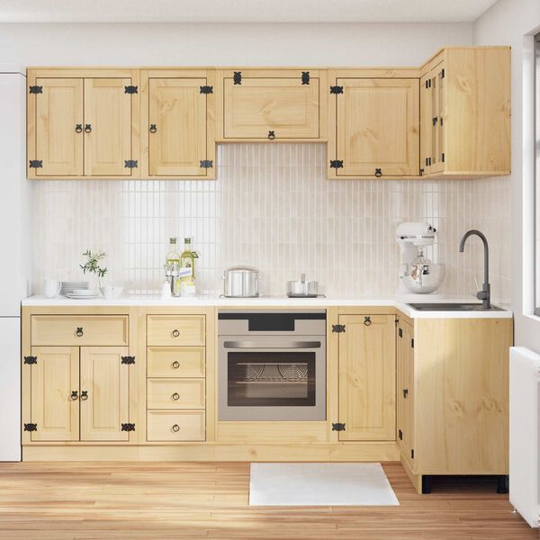 vidaXL Szafkowy z szufladą SKI 10 pcs Miodowy Brąz Lite drewno sosnowe