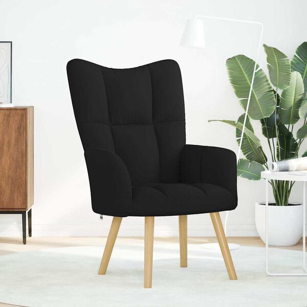 vidaXL Fotel wypoczynkowy, czarny, obity tkaniną