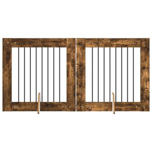 vidaXL Bramka dla ps&oacute;w z podp&oacute;rkami 2 pcs Dąb wędzony 80 x 80 cm