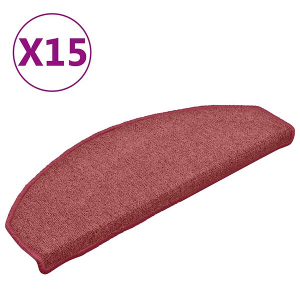 vidaXL Maty na schody 15 szt. 65x24x4 cm Bordeaux P&oacute;łokrągłe Duże