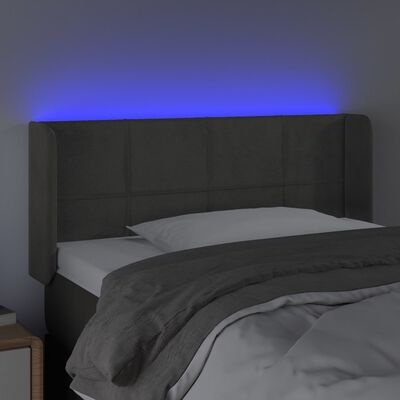 vidaXL Zagłówek do łóżka z LED, ciemnoszary, 83x16x78/88 cm, aksamit