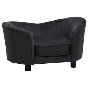 vidaXL Sofa dla psa, czarna, 69x49x40 cm, plusz i sztuczna sk&oacute;ra