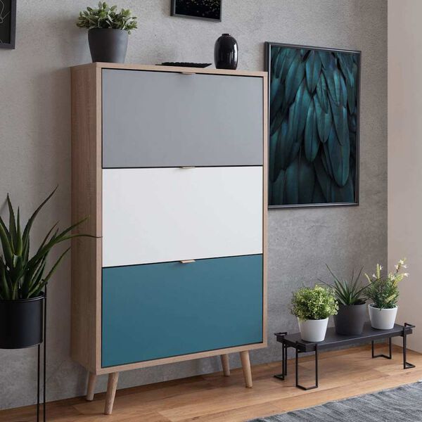 Finori Szafka na buty C-uba 42, dąb sonoma i trzy kolory