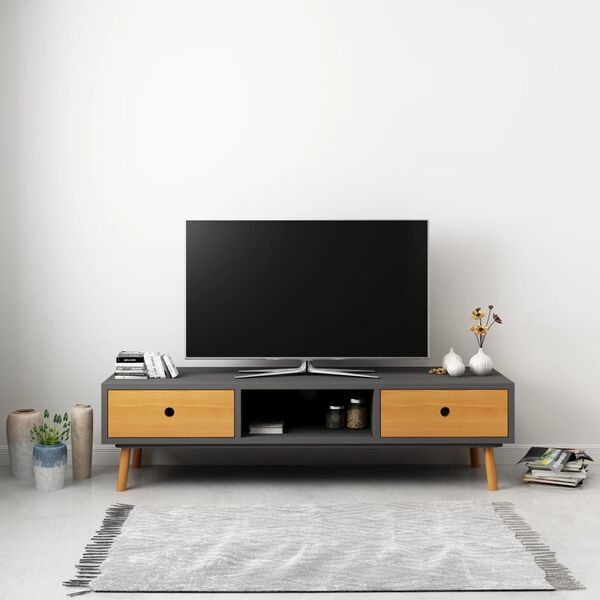vidaXL Szafka pod TV, szara, 120 x 35 x 35 cm, lite drewno sosnowe