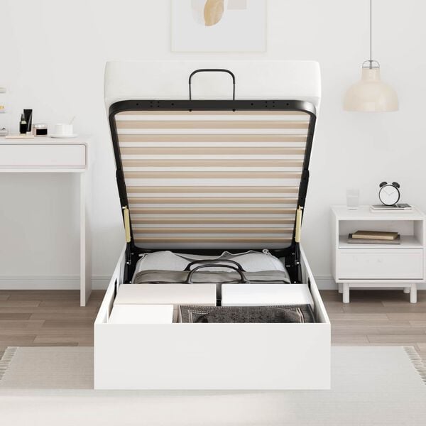 vidaXL Ł&oacute;żko otomanowe Biały 80,5 x 200 cm Drewno inżynieryjne