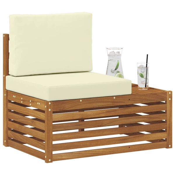 vidaXL Sofa końcowa na zewnątrz z poduszką Naturalny 91 x 63 x 73 cm