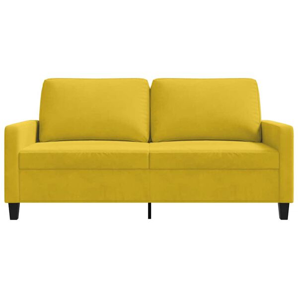 vidaXL Sofa 2-osobowa, żółta, 140 cm, tapicerowana aksamitem