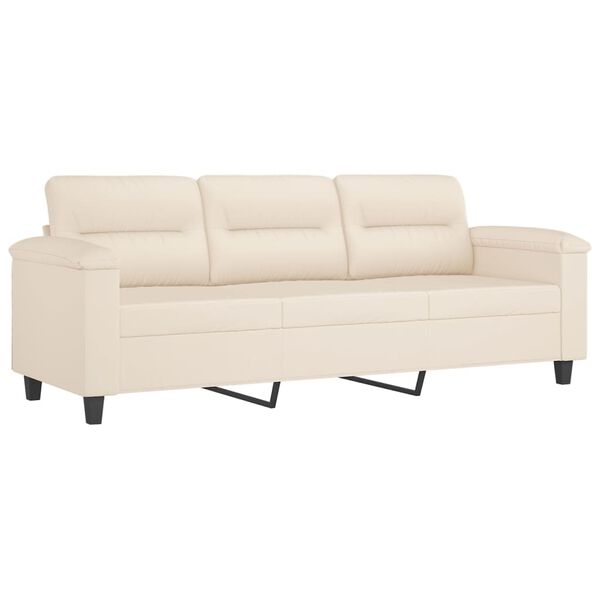 vidaXL 3-os. sofa z podnóżkiem, beżowa, 180 cm, obita mikrofibrą