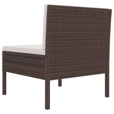 vidaXL Krzesła ogrodowe z poduszkami, 3 szt., polirattan, brązowe