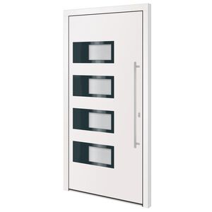 vidaXL Drzwi wejściowe, białe, 100x200 cm, aluminium i PVC