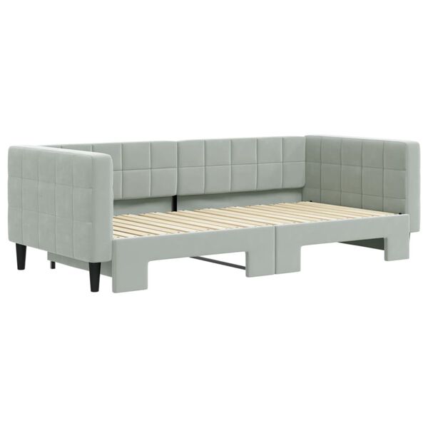 vidaXL Sofa rozsuwana, jasnoszara, 90x190 cm, aksamit
