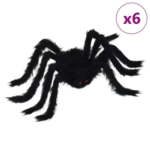vidaXL Dekoracja Pająka na Halloween 6 pcs Czarny 75 cm