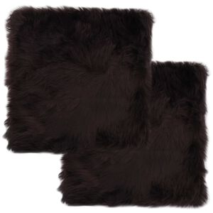 vidaXL Poduszki na krzesła, 2 szt., brązowe, 40x40 cm, owcza skóra