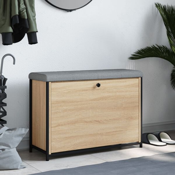 vidaXL Ławka na buty z uchylaną szufladą, dąb sonoma, 82x32x56 cm