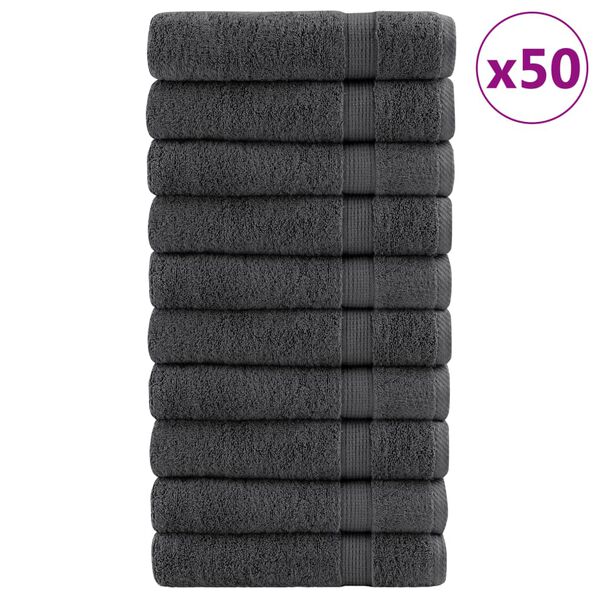 vidaXL Ręczniki premium, SOLUND, 50 szt., antracytowe, 50x100 cm, 600 g/m&sup2;