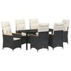 vidaXL Zestaw do jadalni w ogrodzie z poduszką 7 pcs Czarny polirattan